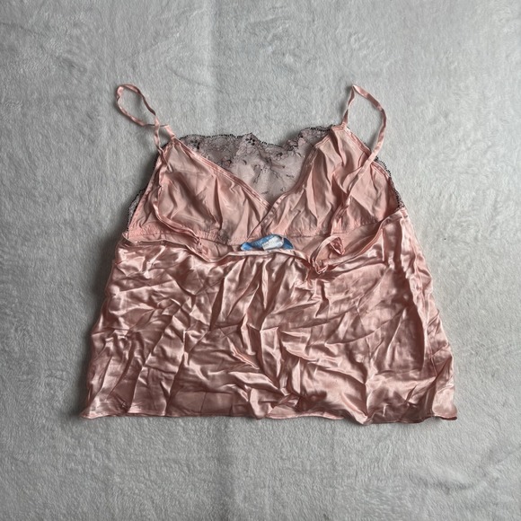 VTG Y2K August Silk Intimates Pink Sheer Camisole Top Grunge Women's Large - Picture 5 of 8